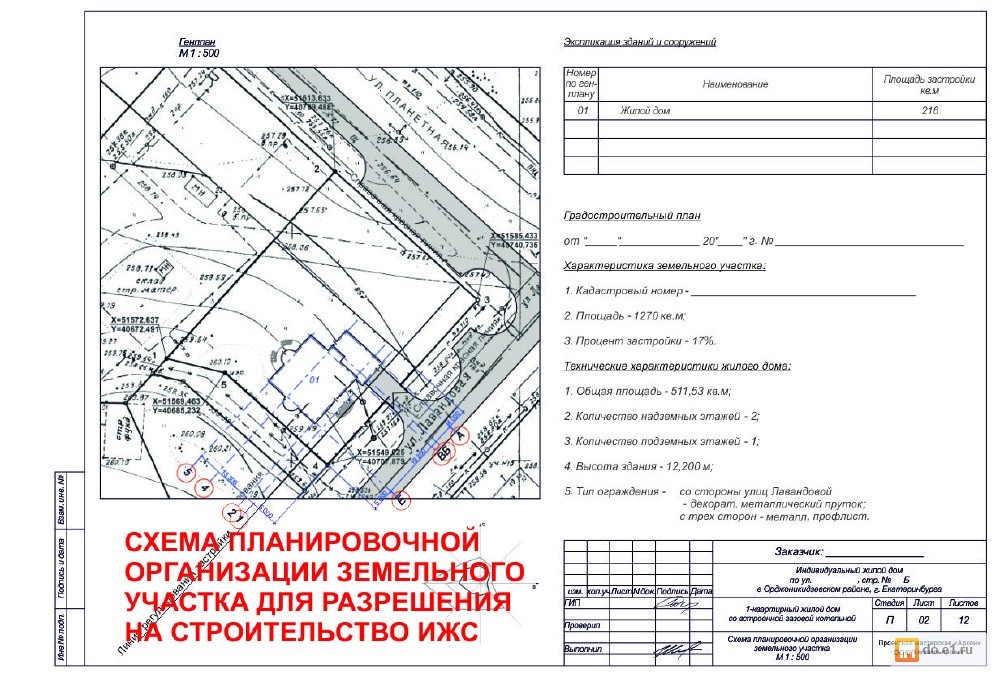 Схема отображения расположения построенного объекта образец